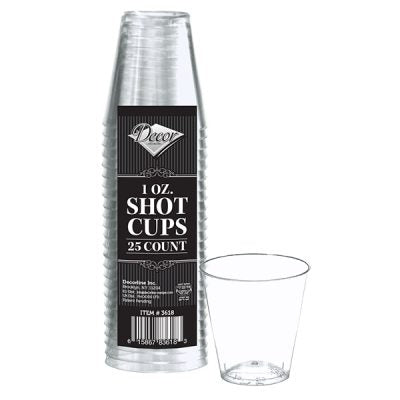 50 Transparent Reusable Plastic Shot & Whiskey Cups 30ml
