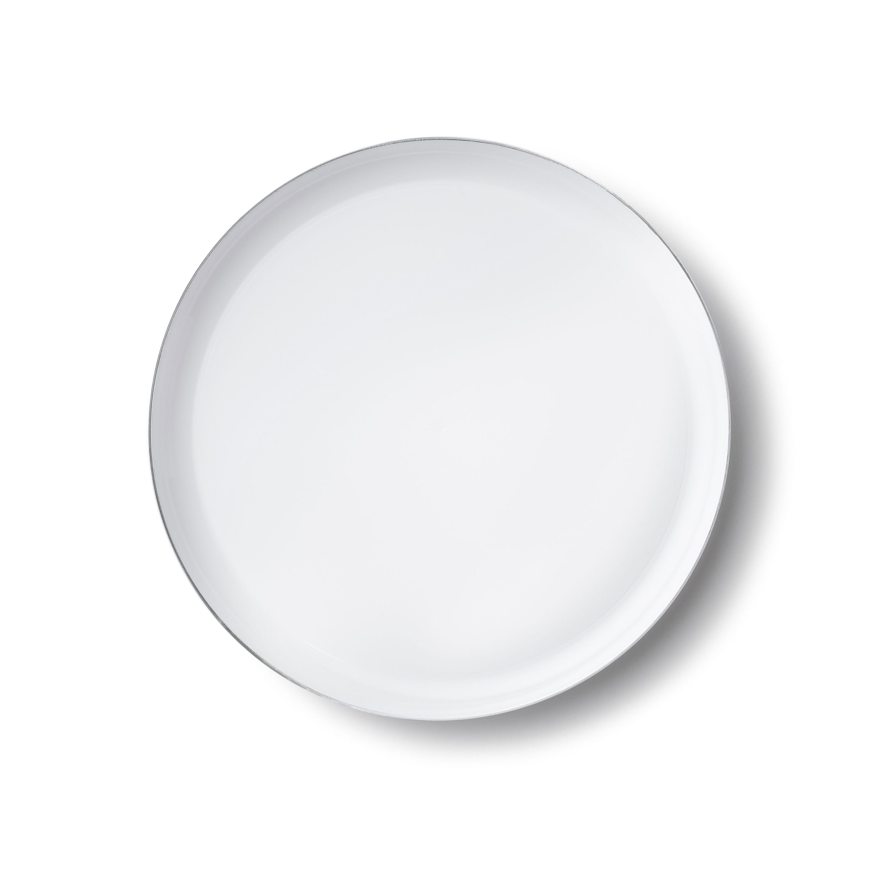 10 Wit & Zilver Herbruikbaar Plastic Bord 21Cm - Edge