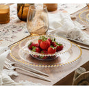 Disposable 10 Transparent & Gold Reusable Plastic Plate 26cm - Beaded