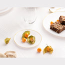 Disposable 32 White & Gold Reusable Plastic Combo Plate - Classic
