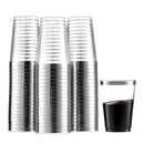 Disposable 10 Transparent & Silver Reusable Plastic Tumblers 300ml - Line