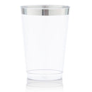 Disposable 10 Transparent & Silver Reusable Plastic Tumblers 300ml - Line