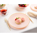 Disposable 10 Pink & Gold Reusable Plastic Plate 26cm - Classic