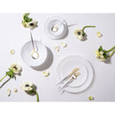 Disposable 10 White & Silver Reusable Plastic Plate 26cm - Classic