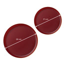 Disposable 20 Cranberry & Gold Reusable Plastic Combo Plate - Edge