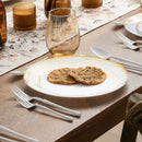 Disposable 32 White & Gold Reusable Plastic Combo Plate - Metrix
