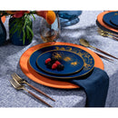 Disposable 32 Blue & Gold Reusable Plastic Combo Plate - Orchid