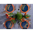 Disposable 32 Blue & Gold Reusable Plastic Combo Plate - Orchid