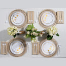 Disposable 32 White & Gold Reusable Plastic Combo Plate - Orchid