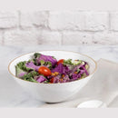 Disposable 1 White & Gold Reusable Serving Bowl - Curve