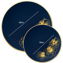 Disposable 32 Blue & Gold Reusable Plastic Combo Plate - Orchid