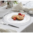 Disposable 10 Transparent & Silver Reusable Plastic Plate 26cm - Beaded