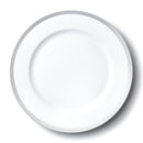 Disposable 4 White & Silver Reusable Plastic Charger Plate 33cm