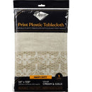 Disposable 1 Cream & Gold Tablecloth 138x274cm - Printed