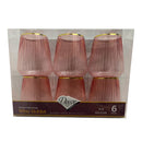 Disposable 6 Pink & Gold Reusable Wine Cups - Ribbed