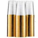 Disposable 10 Transparent & Gold Reusable Plastic Tumblers 300ml - Line