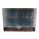 Disposable 6 Blue & Gold Reusable Wine Cups - Ribbed