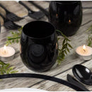 Disposable 6 Black Reusable Plastic Wine Cups 340ml /12 Oz - Stemless