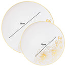 Disposable 32 White & Gold Reusable Plastic Combo Plate - Orchid