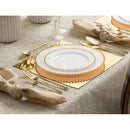 Disposable 10 White & Gold Reusable Plastic Plate 26cm - Beaded