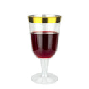 Disposable 10 Transparent & Gold Reusable Plastic Wine Cups - Line