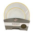 Disposable 32 Pearl & Gold Reusable Plastic Dinnerware Set - Weave