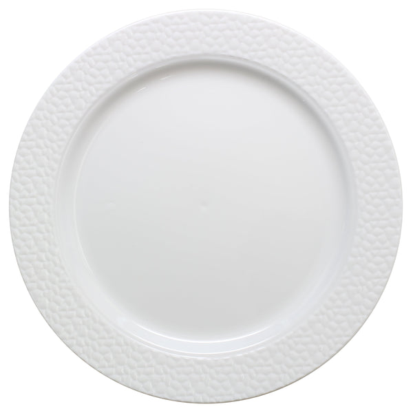 Disposable_Hammered - White Reusable Plastic Plate 26cm/10in 10pc