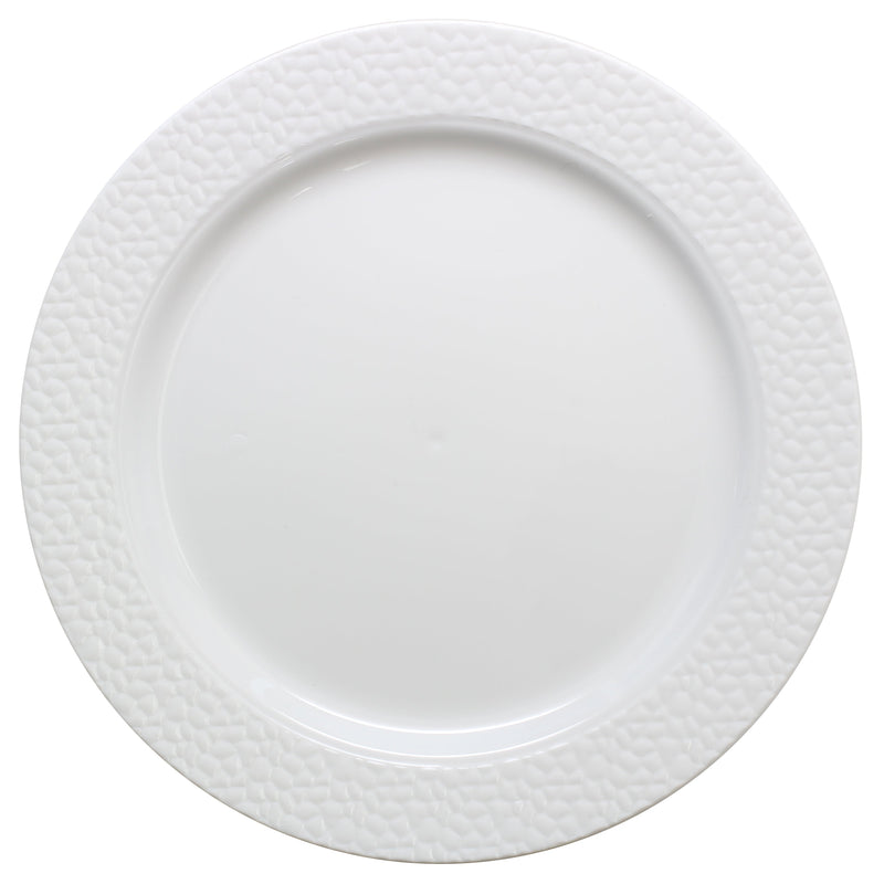 Disposable_Hammered - White Reusable Plastic Plate 23cm/9in 10pc