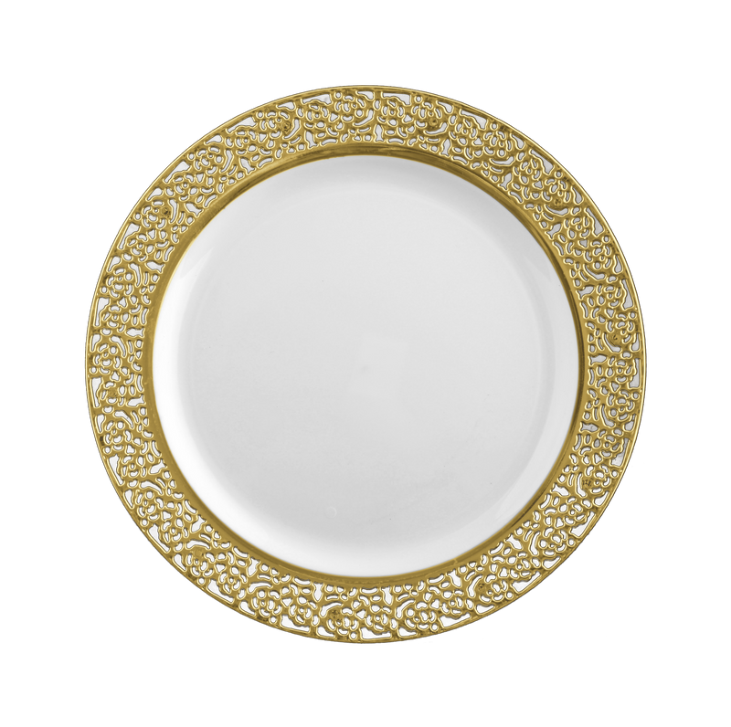 Inspiration White Gold Reusable Plastic Plate 19cm 7 5in 10pc inspiration-white-gold-reusable-plastic-plate-19cm-7-5in-10pc