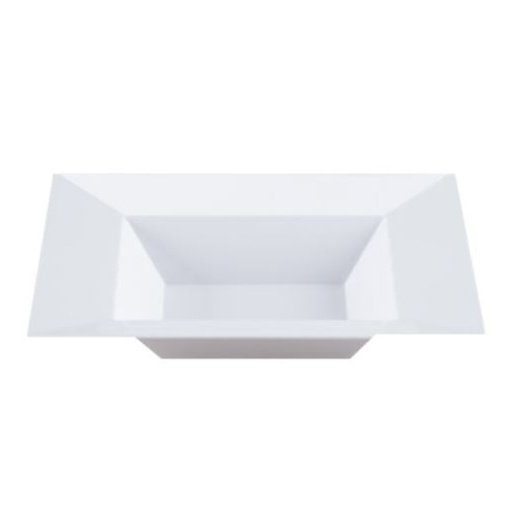 Disposable_Carre - White Square Reusable Plastic Soup Bowl 400ml/13.5oz 10pc