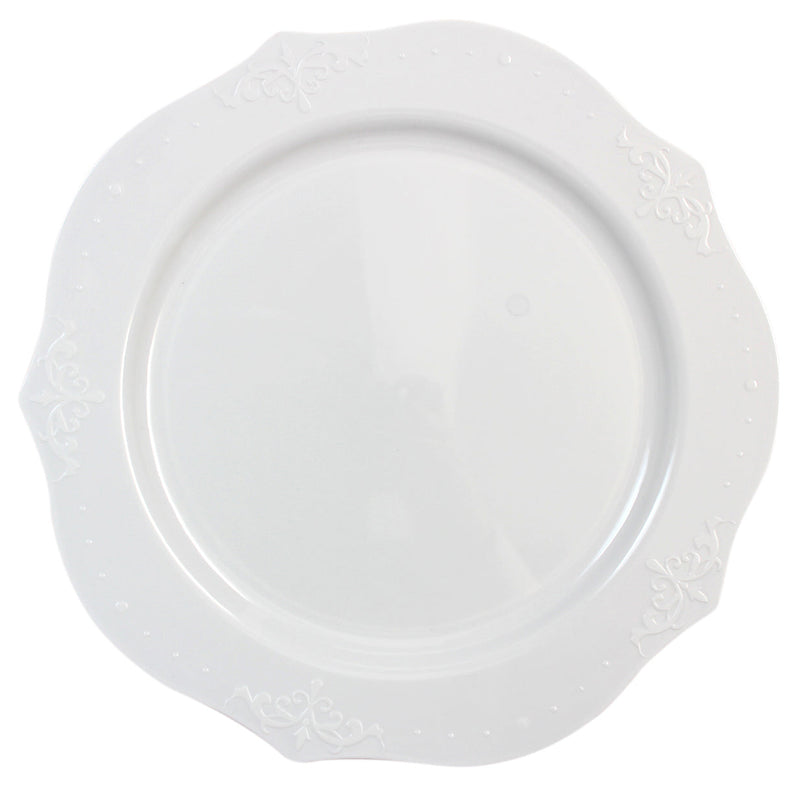 Disposable_Antique - White Reusable Plastic Plate 23cm/9in 20pc