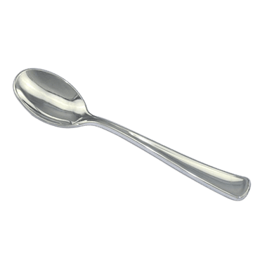 Disposable_Polished - Silver Reusable Plastic Spoons 19cm/7.5in 20pc