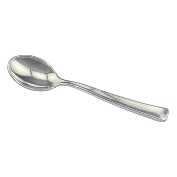 Disposable_Polished - Silver Reusable Plastic Tea Spoons 20pc