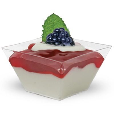 Disposable_Transparent Square Reusable Plastic Dessert Cups 45ml/1.5oz 12pc