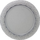 Disposable_Hammered - Transparent & Silver Reusable Plastic Charger Plate 33cm/13in 2pc
