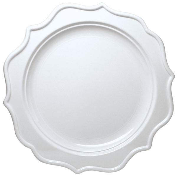 Disposable_Festive - White Reusable Plastic Plate 24cm/9.5in 12pc