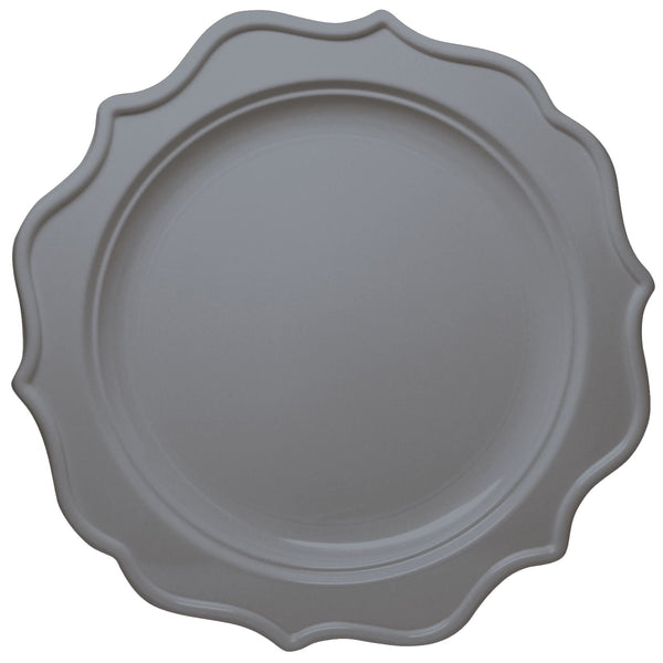 Disposable_Festive - Silver Reusable Plastic Plate 24cm/9.5in 12pc