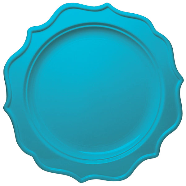 Disposable_Festive - Turquoise Reusable Plastic Plate 24cm/9.5in 12pc