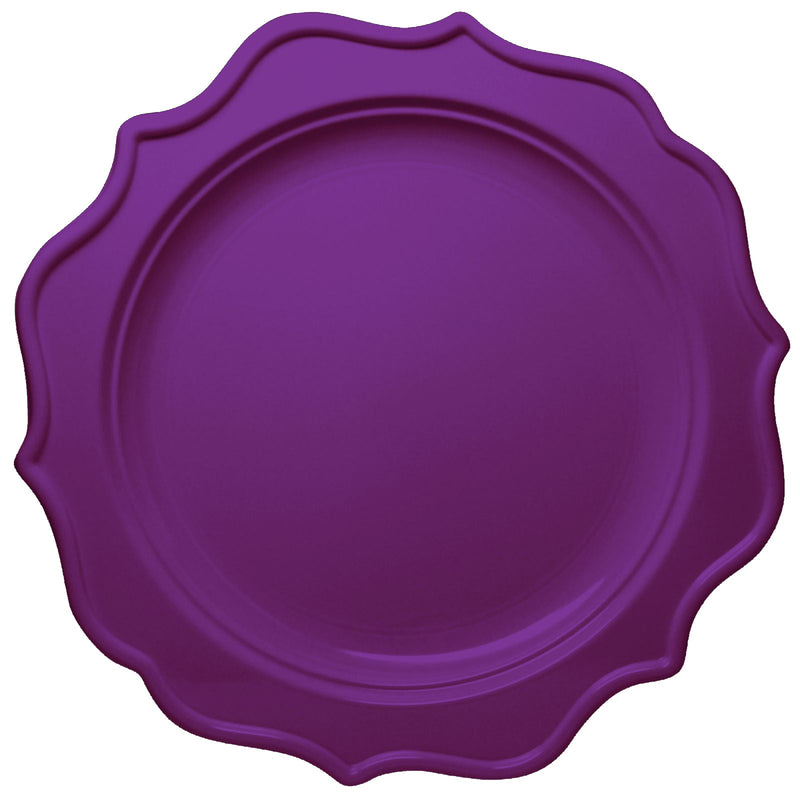 Disposable_Festive - Purple Reusable Plastic Plate 24cm/9.5in 12pc