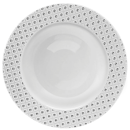 Disposable_Sphere - White & Silver Reusable Plastic Soup Bowl 400ml/13.5oz 10pc