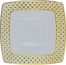 Disposable_Diamond - White & Gold Square Reusable Plastic Soup Bowl 400ml/13.5oz 10pc