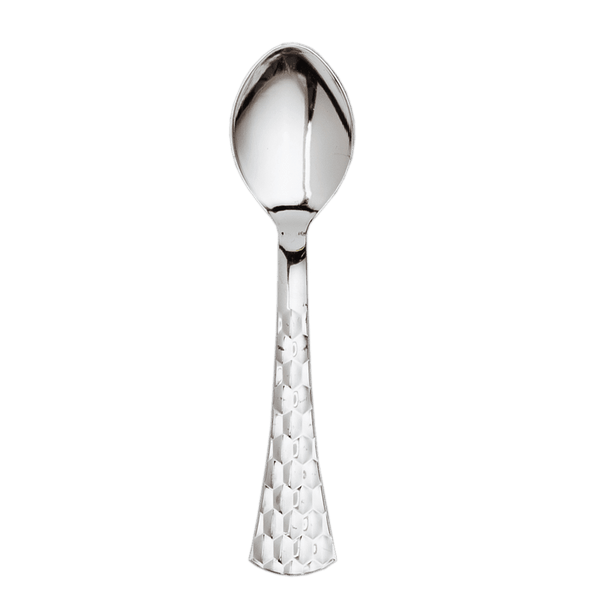 Disposable_Glamour - Silver Reusable Plastic Tea Spoons 20pc