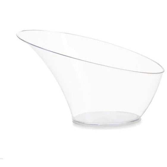 Disposable 1 Transparent Reusable Plastic Serving Bowl - Angled 