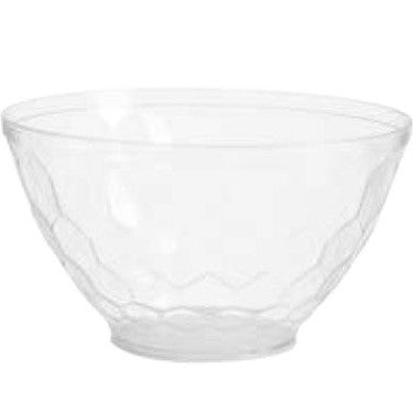 Disposable 1 Transparent Reusable Plastic Serving Bowl 19cm - Hammered 