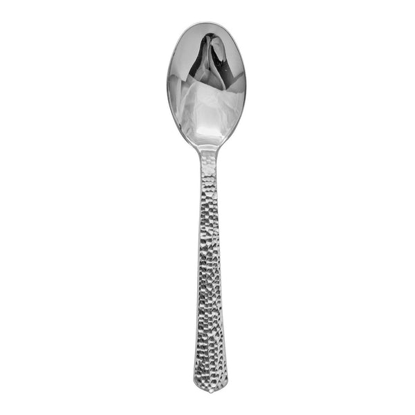 Disposable_Hammered - Silver Reusable Plastic Spoons 20pc