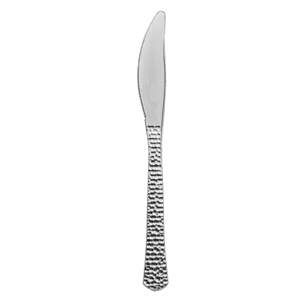 Disposable_Hammered - Silver Reusable Plastic Knives 20pc