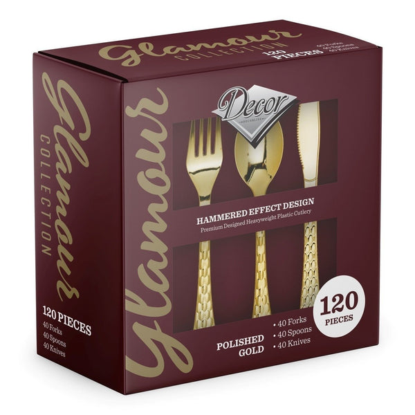 Disposable_Glamour - Gold Reusable Plastic Combo Cutlery 120pc