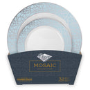 Disposable_Mosaic - Blue & Silver Reusable Plastic Combo Plate 32pc