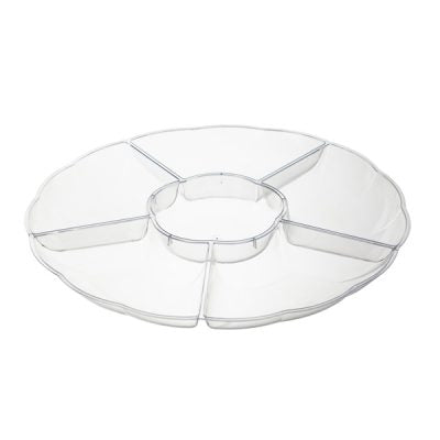 Disposable_6 Compartment - Transparent Reusable Plastic Serving Tray 35cm/14in 1pc
