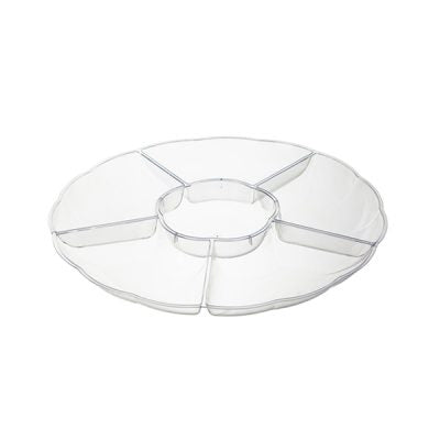 Disposable_6 Compartment - Transparent Reusable Plastic Serving Tray 30cm/12in 1pc